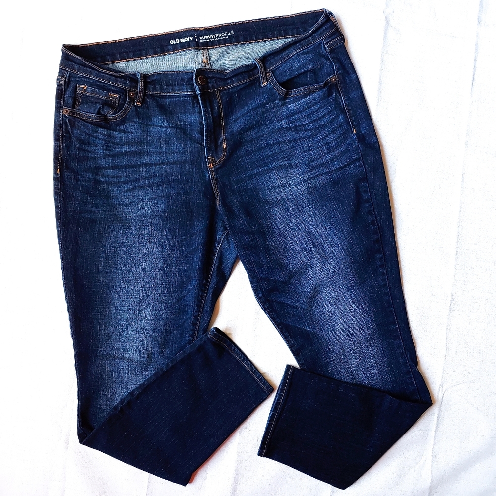Old Navy Curvy Mid Rise Dark Wash Skinny J…
